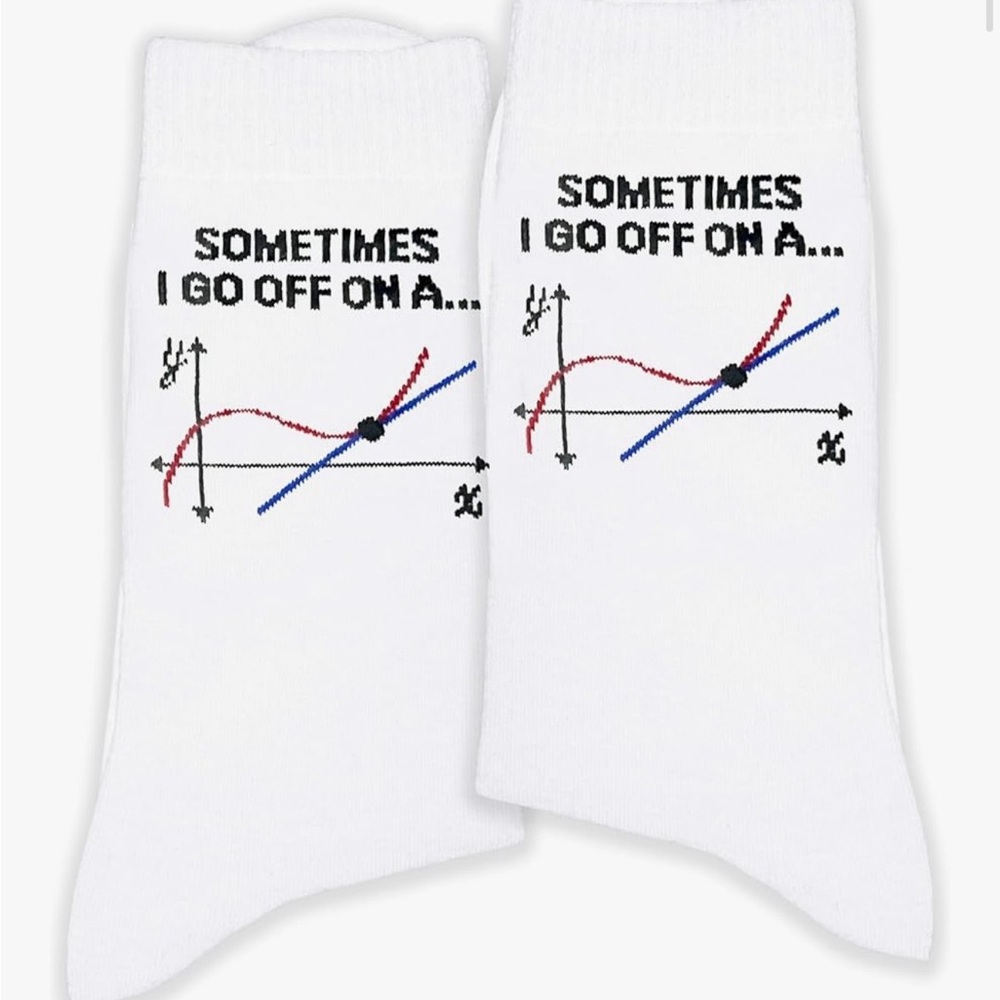 White Graphic Crew Socks - "Sometimes I Go Off On A..."